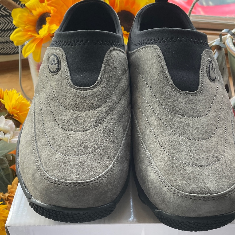 Elegant Gray Suede Men's Slip-On Loafers